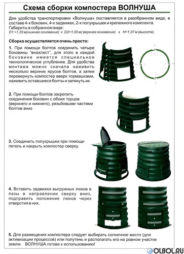 Компостер Волнуша 1000 л купить с доставкой по Москве
