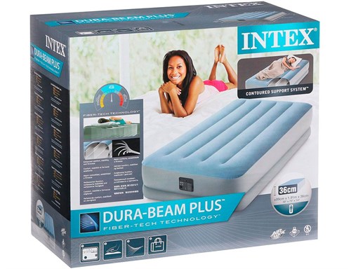 Надувной матрас intex prestige downy bed 64108 серый зеленый