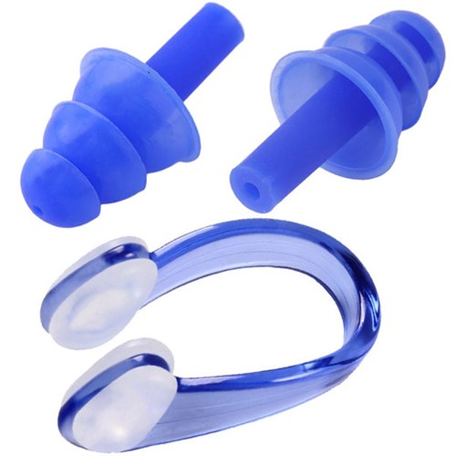 Комплект для плавания беруши и зажим для носа (синие) C33423-1 - фото 68569