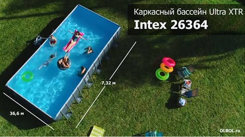 Intex 26364 Каркасный бассейн Ultra XTR Rectangular Frame (732х366х132см)+песочный фильр 7900 л/ч, лестница, тент, подстилка - фото 72280