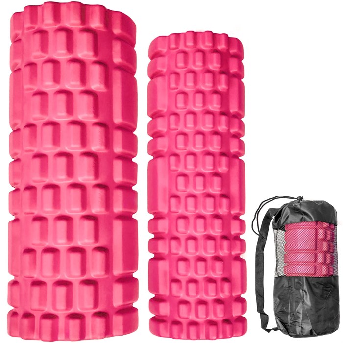  Комплект йога роликов 2 штуки (розовый) 25х8.5см, 33х14см ЭВА/АБС B31263-1 - фото 76560