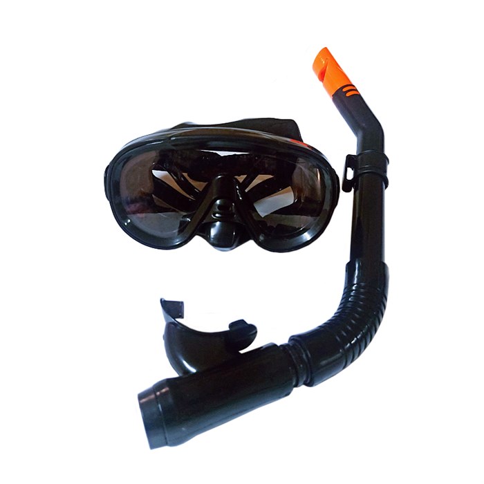 E39245-4 Набор для плавания юниорский маска+трубка (ПВХ) (черный ) - фото 76869