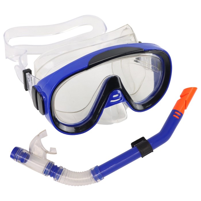 E39246-1 Набор для плавания юниорский маска+трубка (ПВХ) (синий) - фото 76871