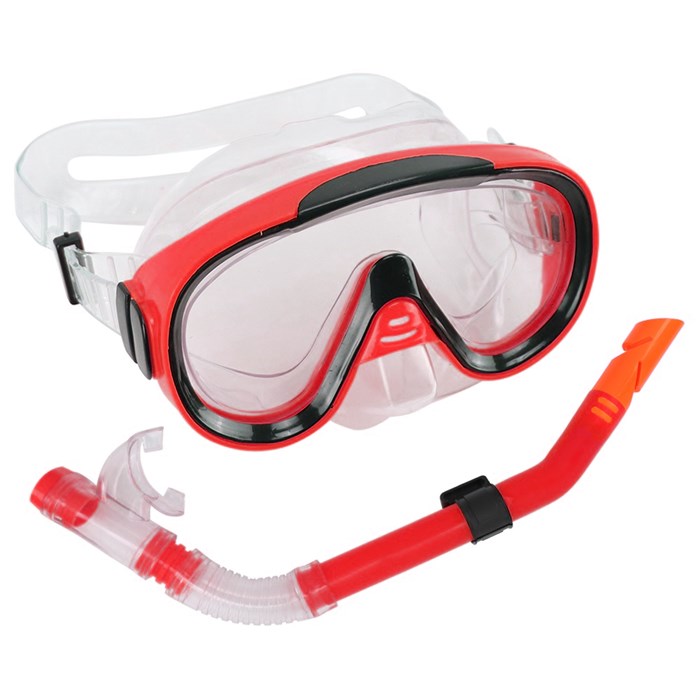 E39246-2 Набор для плавания юниорский маска+трубка (ПВХ) (красный) - фото 76874
