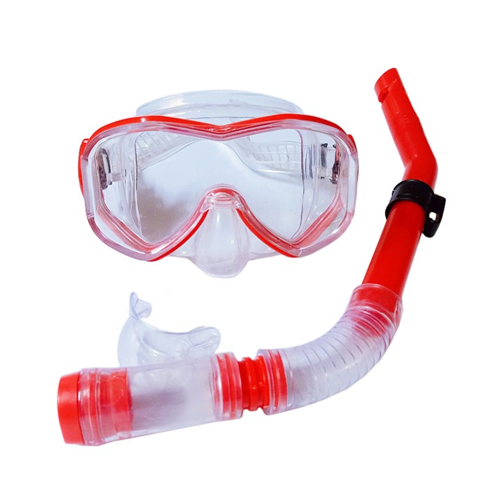 E39248-2 Набор для плавания взрослый маска+трубка (ПВХ) (красный) - фото 76893