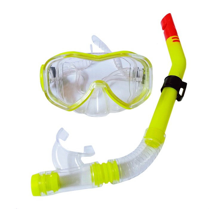 E39248-3 Набор для плавания взрослый маска+трубка (ПВХ) (желтый) - фото 76895