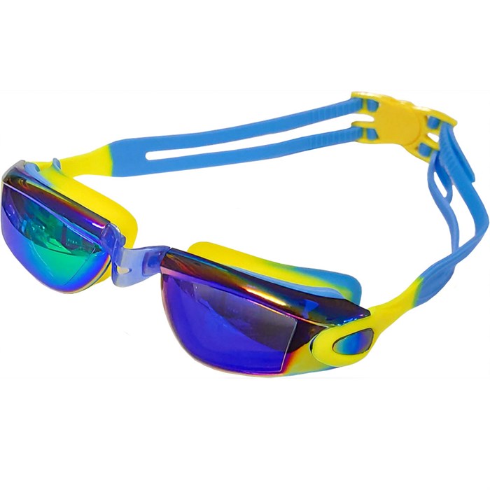 B31549-A Очки для плавания взрослые с зеркальными стёклами (желто/голубые) - фото 79942