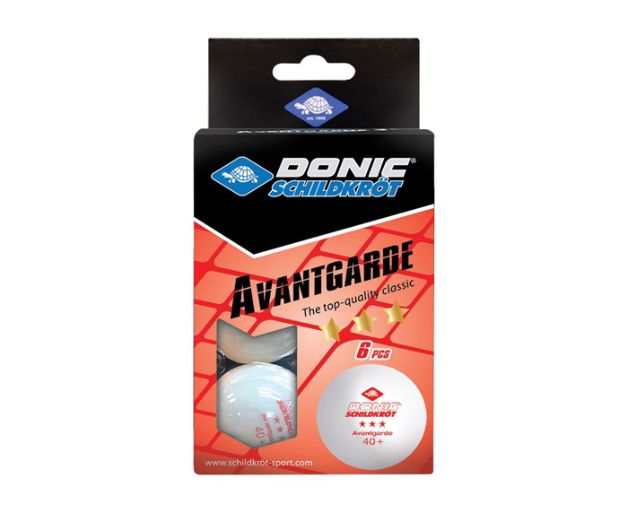 Мячики для н/тенниса DONIC AVANTGARDE 3* 40+, 6 штук, белый 608530 - фото 80984