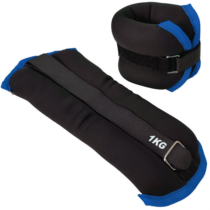 HKAW101-A Утяжелители "ALT Sport" (2х1,0кг) (нейлон) в сумке (черный с синий окантовкой) - фото 83887