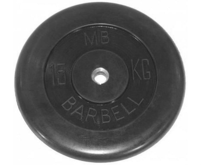 Диск обрезиненный BARBELL MB (металлическая втулка) 15 кг / диаметр 51 мм - фото 83921