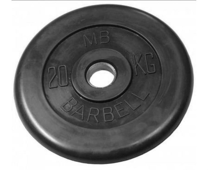 Диск обрезиненный BARBELL MB (металлическая втулка) 20 кг / диаметр 51 мм - фото 83923