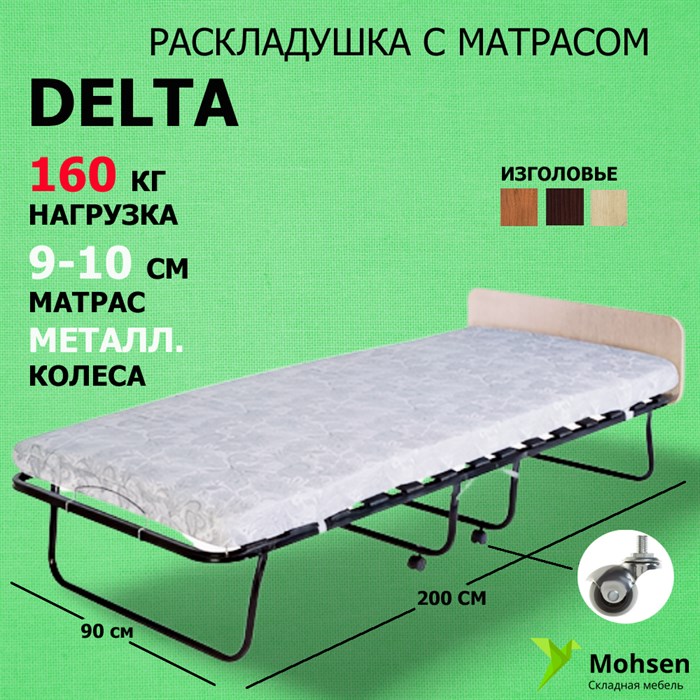 Раскладушка / складная кровать с матрасом DELTA 200x90см - фото 84187