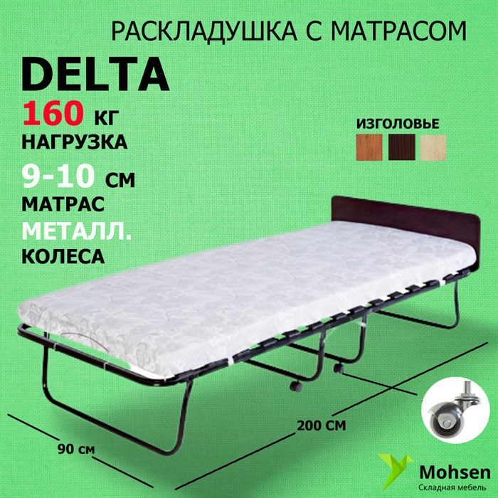 Раскладушка / складная кровать с матрасом DELTA 200x90см - фото 84189