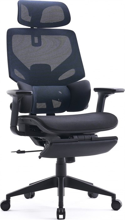 Кресло Cactus CS-CHR-MC01-BLBK синий сиденье черный сетка/ткань с подголов. крестов. пластик подст.для ног - фото 84984