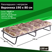 Раскладушка Даметекс Вероника метал. сеткой (190х80х37) Раскладушка Даметекс Вероника метал. сеткой (190х80х37)