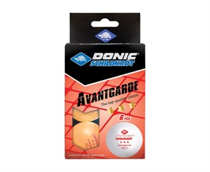Мячики для н/тенниса DONIC AVANTGARDE 3* 40+, 6 штук, белый + оранжевый 608533