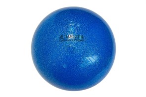 Мяч для художественной гимнастики однотонный, d=19 см (синий с блестками)