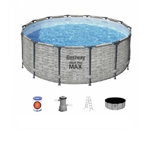 {{photo.Alt || photo.Description || 'Bestway 5619D / Круглый каркасный бассейн Steel Pro MAX + насос фильтр, лестница, тент (4.27х1.22см)'}}