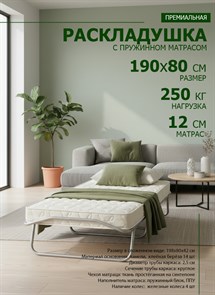 {{photo.Alt || photo.Description || 'Раскладушка с пружинным матрасом 12 см, на ламелях,  размер 198 х 80 см / Жуковка New'}}