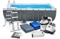 Каркасный бассейн Intex 26356 Ultra XTR Rectangular Frame + песочный насос, лестница, тент, подстилка (549х274х132см) - фото 83278