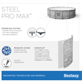 Bestway 5619E / Круглый каркасный бассейн Steel Pro MAX + насос фильтр, лестница, тент (488х122см) - фото 87470