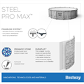 Bestway 5619D / Круглый каркасный бассейн Steel Pro MAX + насос фильтр, лестница, тент (4.27х1.22см) - фото 87554
