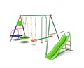 Детский комплекс DFC MULTIPLAY качели: планер, верёвочные, гнездо; мини-батут и горка MTS-01 - фото 91635