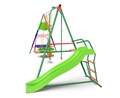 Детский комплекс DFC MULTIPLAY качели: планер, верёвочные, гнездо; мини-батут и горка MTS-01 - фото 91637