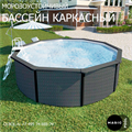 Морозоустойчивый бассейн MAGIC POOL / 360х132 см / скиммер, тент, подложка, песочный фильтр / цвет ротанг / KITPR3613R - фото 96175