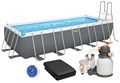 Прямоугольный каркасный бассейн Bestway 5612B  +песочный фильтр-насос , лестница, тент (640х274х132) - фото 96259